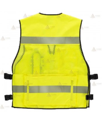 Chaleco paramédico de rejilla con cintas reflectantes color amarillo flúor