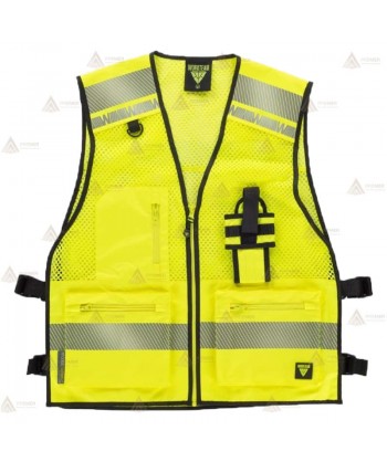 Chaleco paramédico de rejilla con cintas reflectantes color amarillo flúor