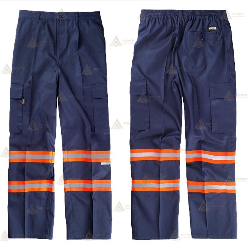 Pantalón económico multibolsillos con cintas reflectantes bicolor