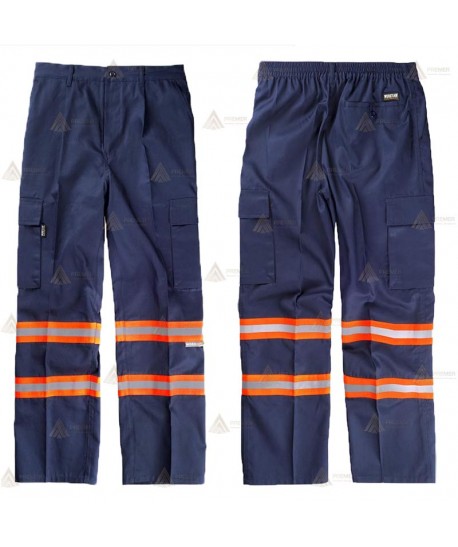 Pantalón económico multibolsillos con cintas reflectantes bicolor
