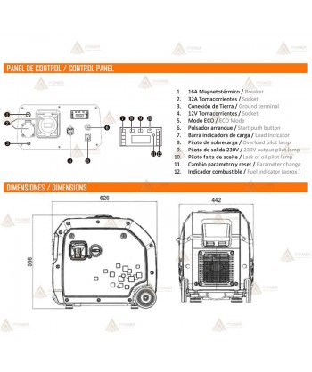 Generador Inverter insonorizado a gasolina de 5.500W con control remoto