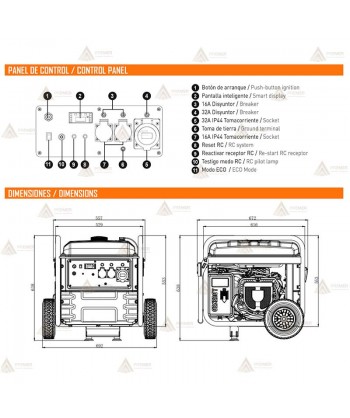 Generador monofásico Inverter a gasolina 4T (10.000W) con control remoto