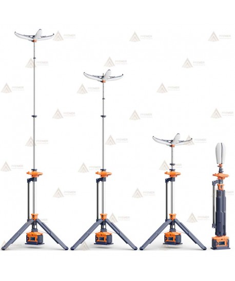 Torre telescópica portátil de iluminación esférica (14.000 lúmenes)