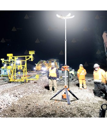 Torre telescópica portátil de iluminación esférica (14.000 lúmenes)