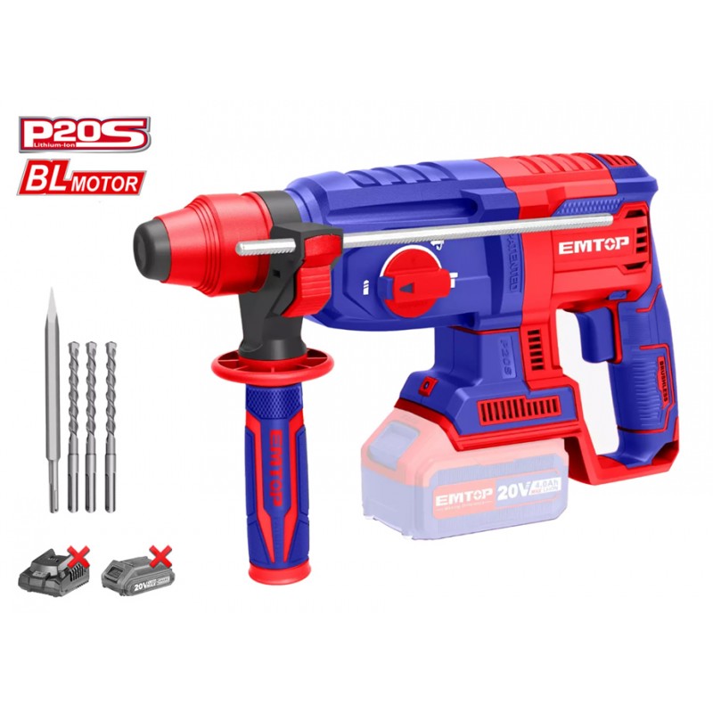 Rotomartillo SDS PLUS Emptop ELRH20228 a batería para anclajes de escalada
