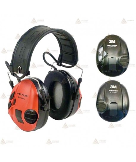 Orejeras electrónicas 3M PELTOR SportTac con cazoletas rojas y negras (SNR 26dB)