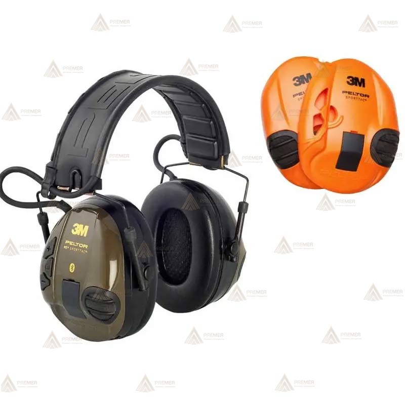 Orejeras electrónicas 3M PELTOR SportTac con cazoletas verdes y naranjas (SNR 26dB)