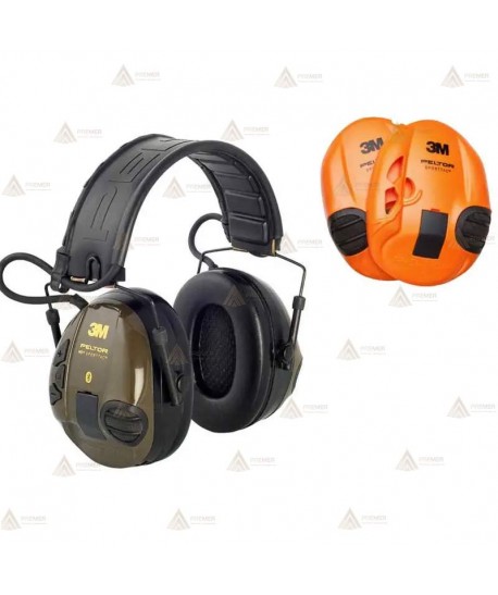 Orejeras electrónicas 3M PELTOR SportTac con cazoletas verdes y naranjas (SNR 26dB)