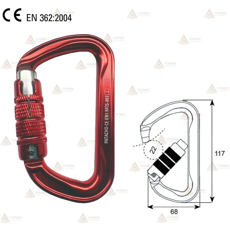 Mosquetón económico de aluminio Screw-Lock (22 kN)