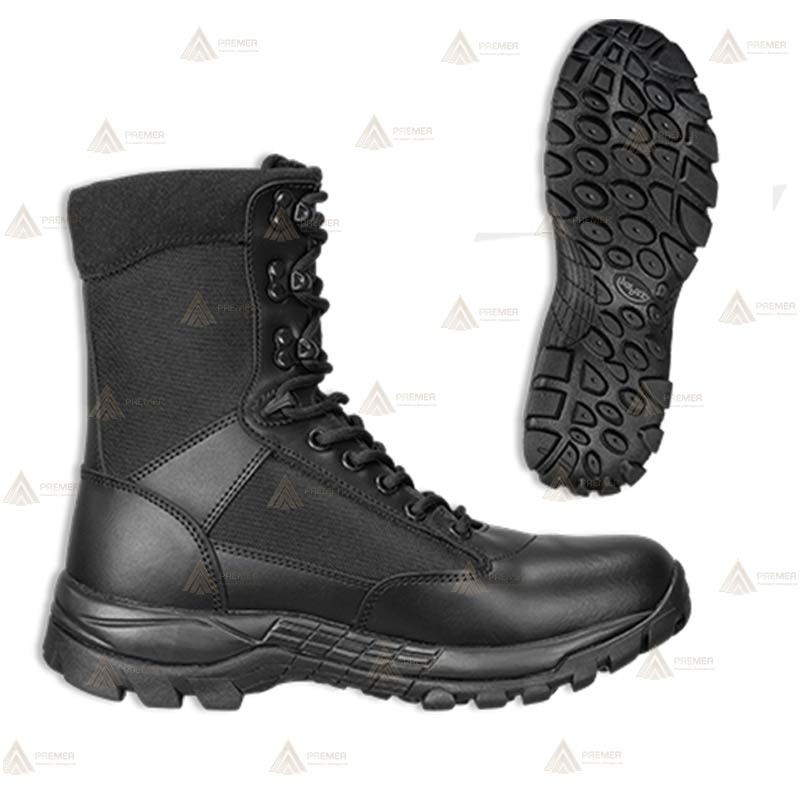 Bota táctica de piel y nailon de media caña