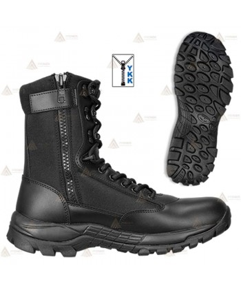 Bota táctica de piel y nailon de media caña con cremallera YKK