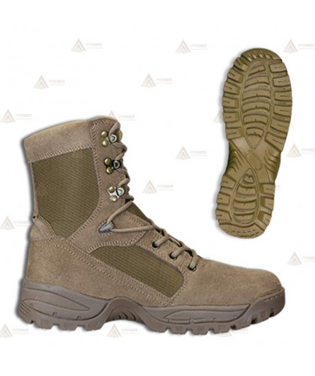 Bota táctica de caña alta con cordones color kaki