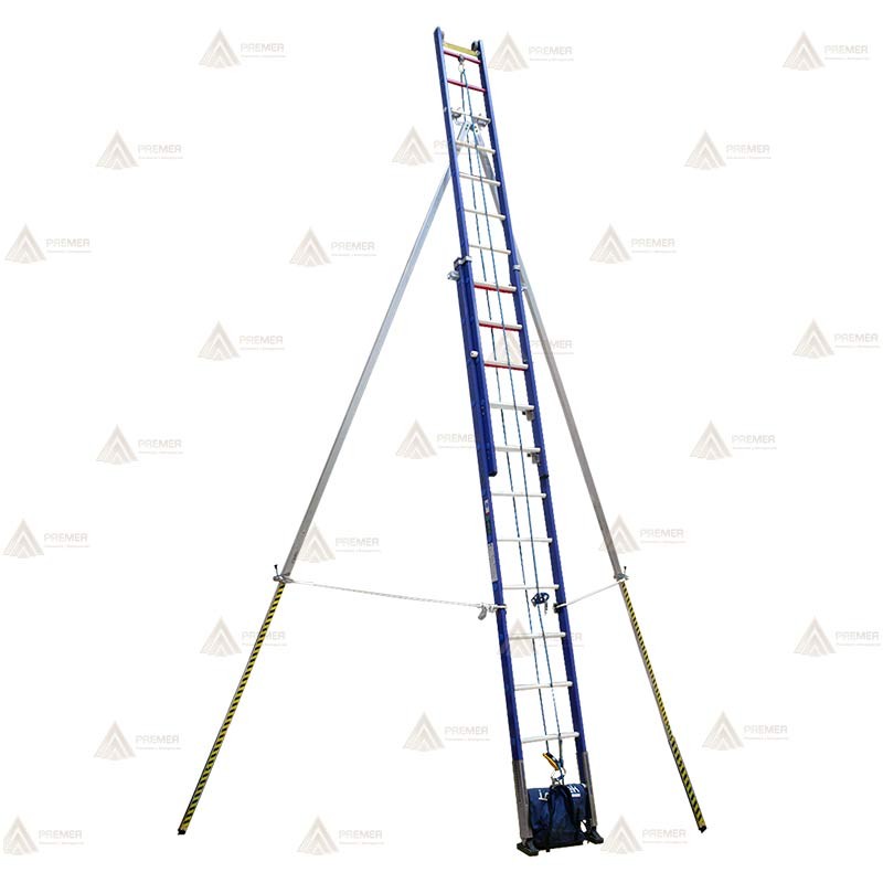 Escalera con 2 patas en ángulo para uso sobre postes o estructuras no seguras