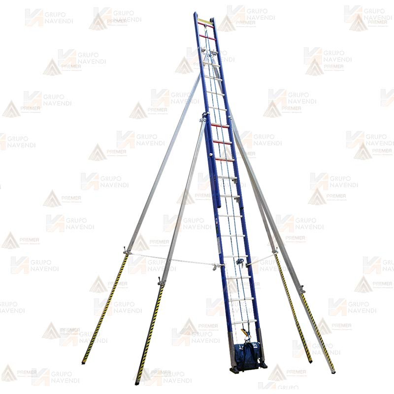 Escalera con 4 patas en ángulo para uso sobre postes o estructuras no seguras
