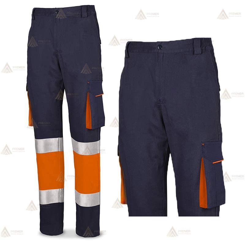 Pantalón bicolor elástico con cintas reflectantes para Protección Civil