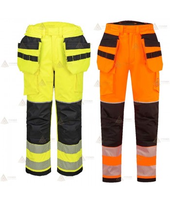 Pantalón ignífugo, con forro, impermeable, transpirable, de alta visibilidad y multinorma para rescate y bomberos