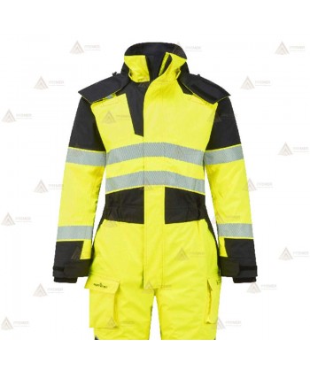 Buzo ignífugo, con forro, impermeable, transpirable, de alta visibilidad y multinorma para rescate y bomberos