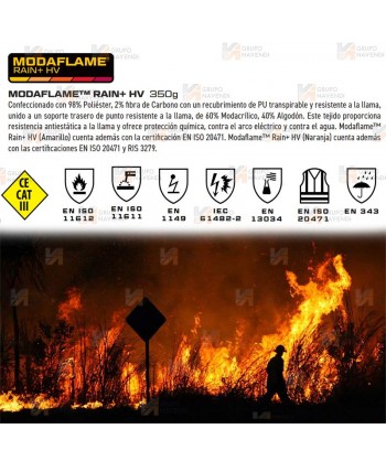 Pantalón ignífugo, con forro, impermeable, transpirable, de alta visibilidad y multinorma para rescate y bomberos