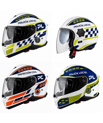 Rotulación personalizada de cascos de motorista para Policía Local, Protección Civil, Emergencias.