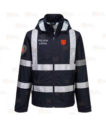 Chubasquero con cintas reflectantes para Policía Local