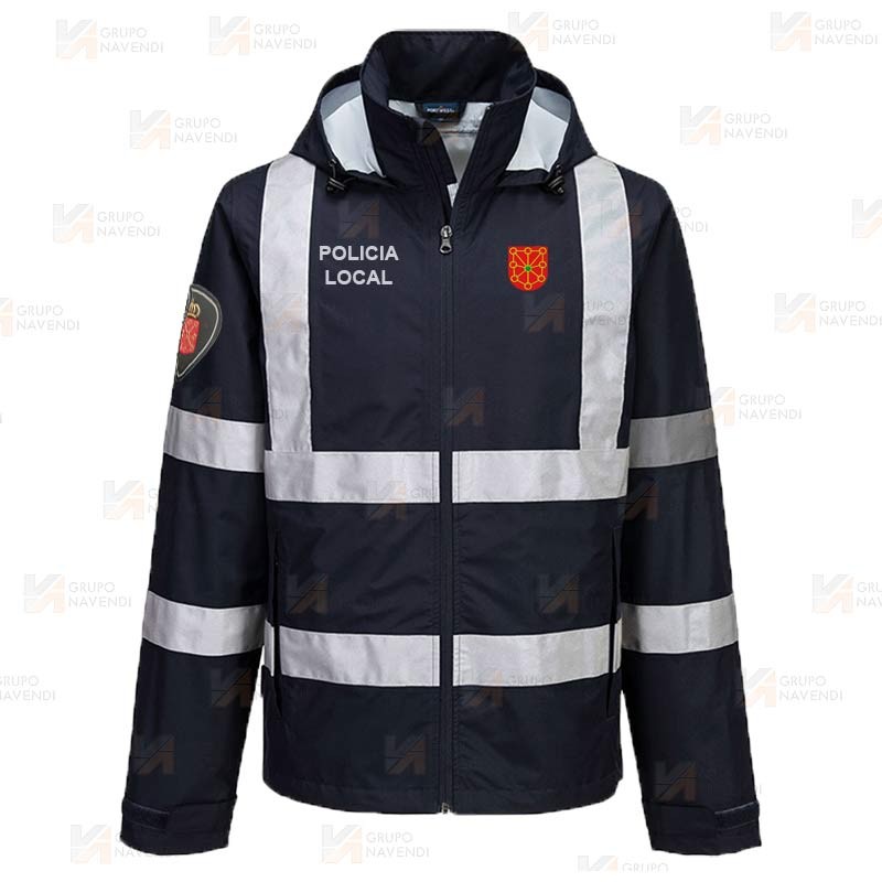 Chubasquero con cintas reflectantes para Policía Local
