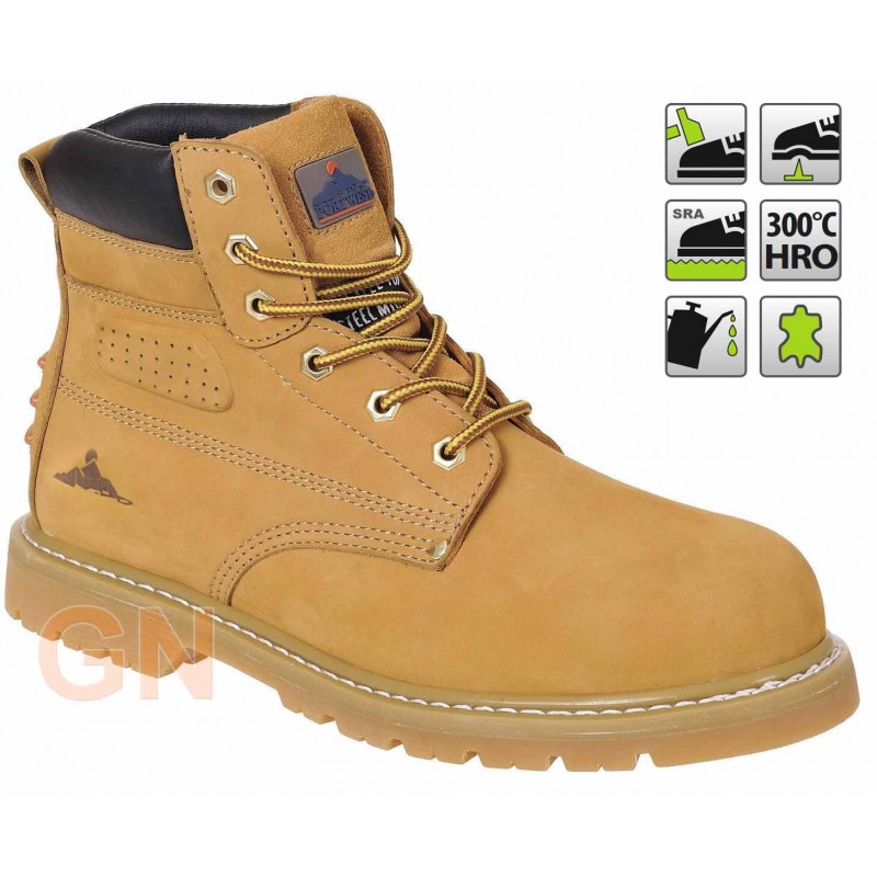 Bota de piel de seguridad tipo panama