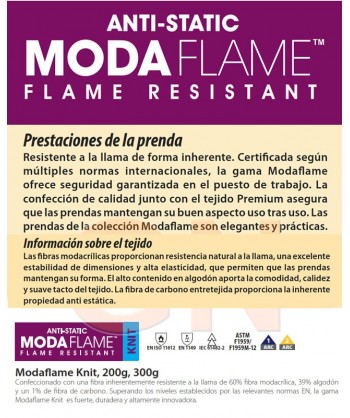 Balaclava ignífugo, anti arco y antiestático modacrílico