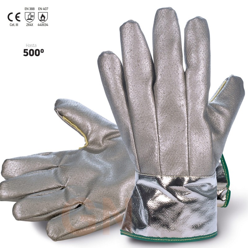 Guantes aluminizados para altas temperaturas hasta 500 ºC