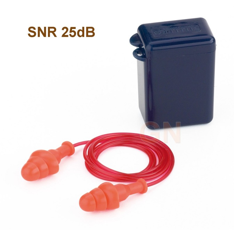 Tapones auditivos con cordon y estuche snr 25 db