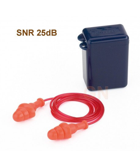 Tapones auditivos con cordon y estuche snr 25 db