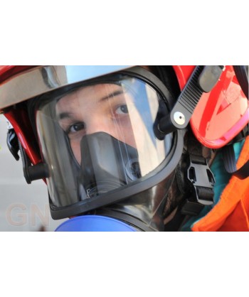 Máscara de presión negativa para filtros EN148 con enganches a casco de bombero