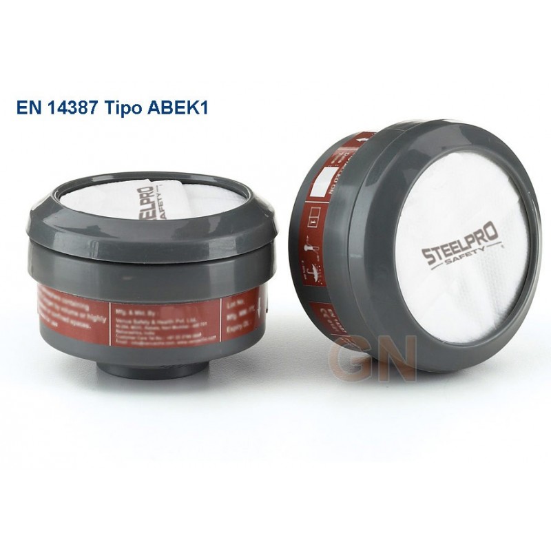 Filtro ABEK1 para gases y vapores orgánicos e inorgánicos, gases ácidos y amoniaco Clase 1