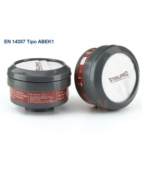 Filtro ABEK1 para gases y vapores orgánicos e inorgánicos, gases ácidos y amoniaco Clase 1