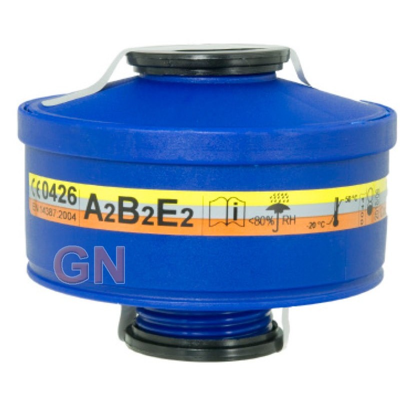 Filtro anti gases y vapores A2B2E2 de rosca unificada EN 148-1
