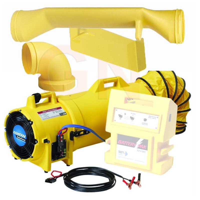 Kit Ramfan con extractor de 20 cm ³ más maleta con tubo helicoidal mas dispositivo espacios angostos
