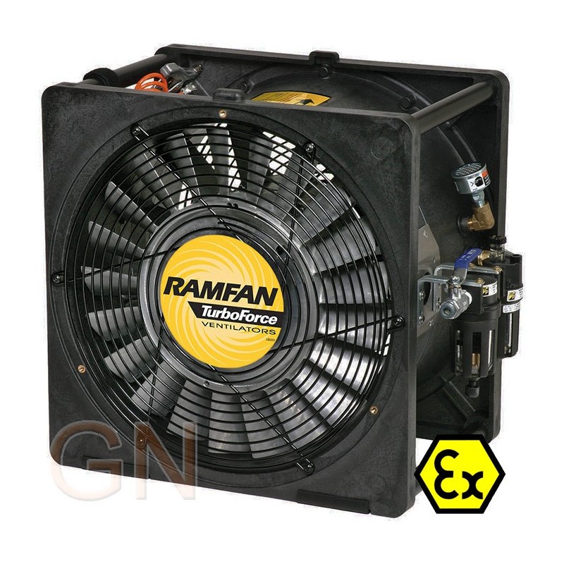 Ventilador-extractor de aire Ramfan neumático y certificado ATEX