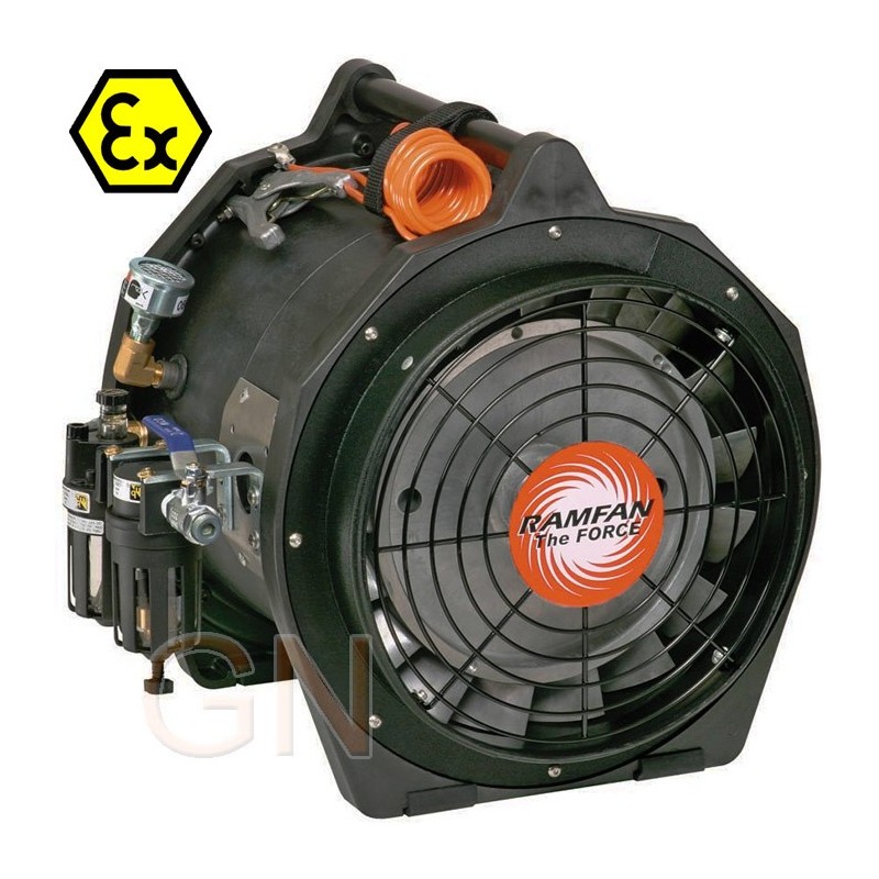 Ventilador-extractor de aire Ramfan neumático y certificado ATEX