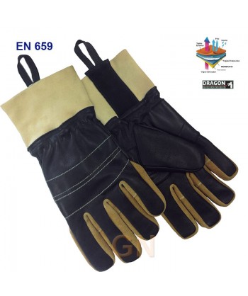 Guante largo de bombero en piel con membrana impermeable y transpirable