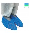 Cubre zapatos desechables de polietileno color azul, verde y blanco