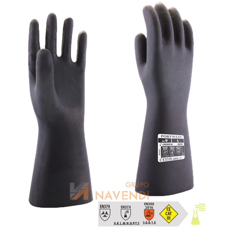 Guantes de neopreno para productos químicos  38 cm