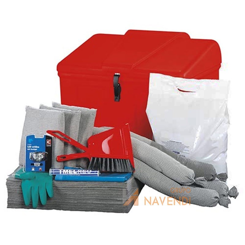 Kit de emergencia para derrames en caja de plástico