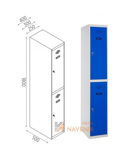 Taquillas metálica de dos puertas de 50 x 180 cm cada módulo