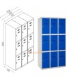 Taquillas metálica de tres puertas de 50 x 180 cm cada módulo