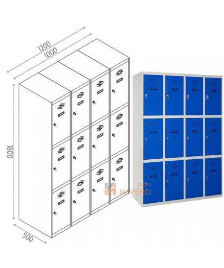 Taquillas metálica de tres puertas de 50 x 180 cm cada módulo