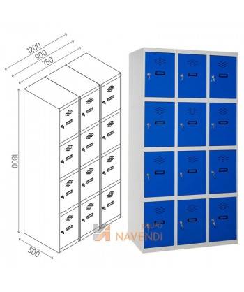 Taquillas metálica de cuatro puertas de 50 x 180 cm cada módulo