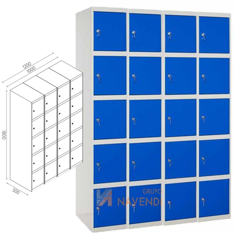 Taquillas metálica de cinco puertas de 50 x 180 cm cada módulo