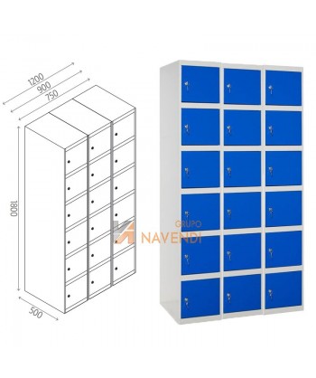 Taquillas metálica de seis puertas de 50 x 180 cm cada módulo