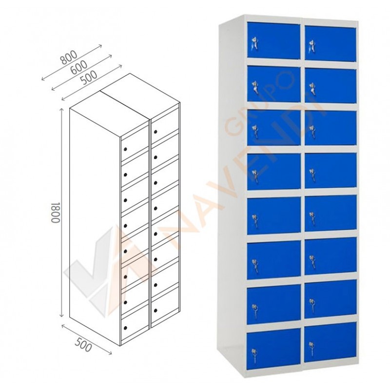 Taquillas metálica de ocho puertas de 50 x 180 cm cada módulo