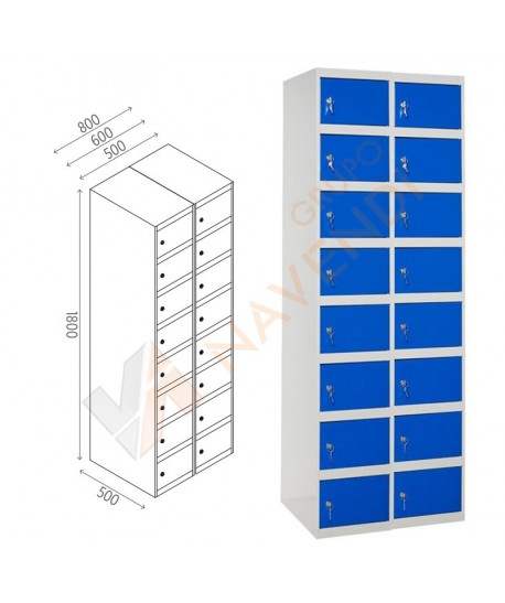 Taquillas metálica de ocho puertas de 50 x 180 cm cada módulo