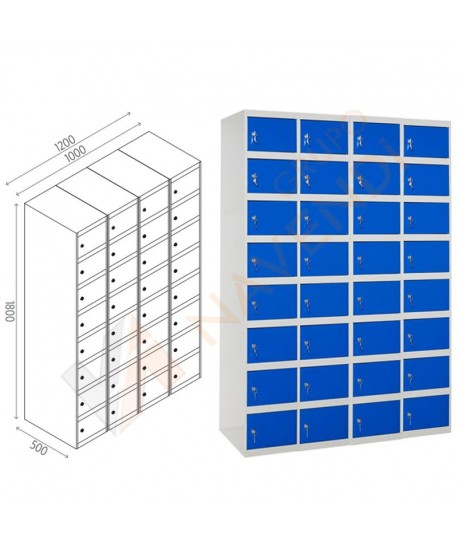 Taquillas metálica de ocho puertas de 50 x 180 cm cada módulo